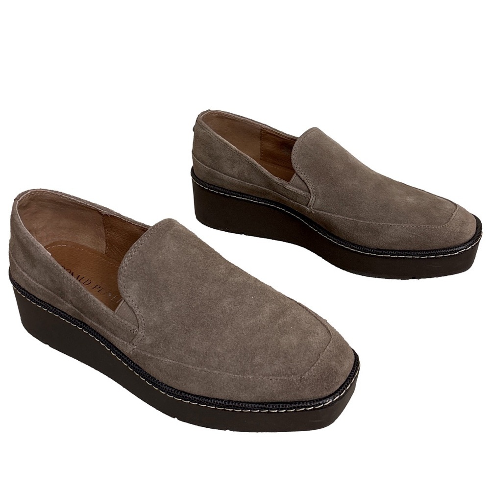 Donald Pliner Wallis Tan Biscotti Suede Platform Slip On Loafers Women’s Size 9 - Picture 4 of 14